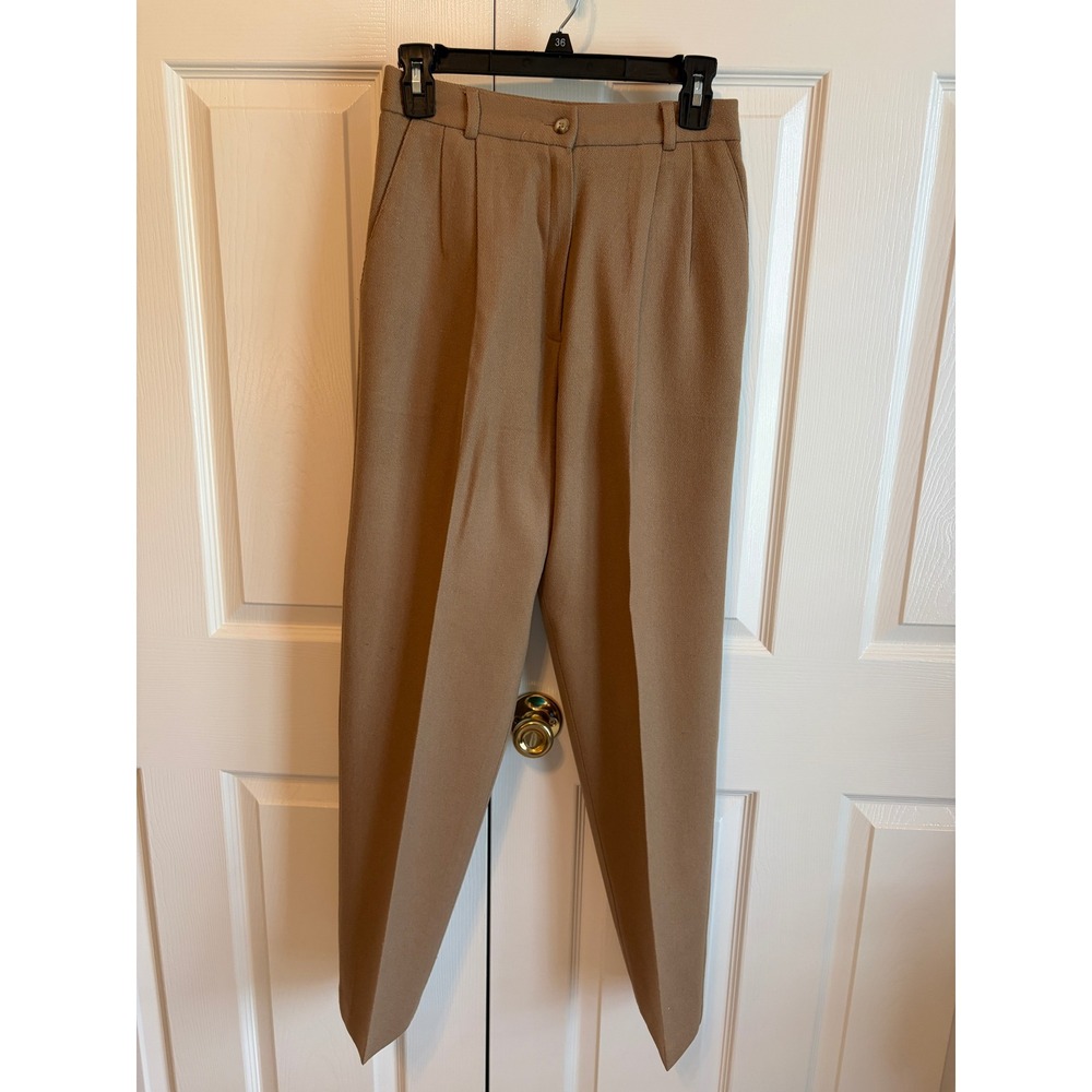 Vintage Worthington Wool Trousers Camel Tan Pleated High Waist Pants Women 6